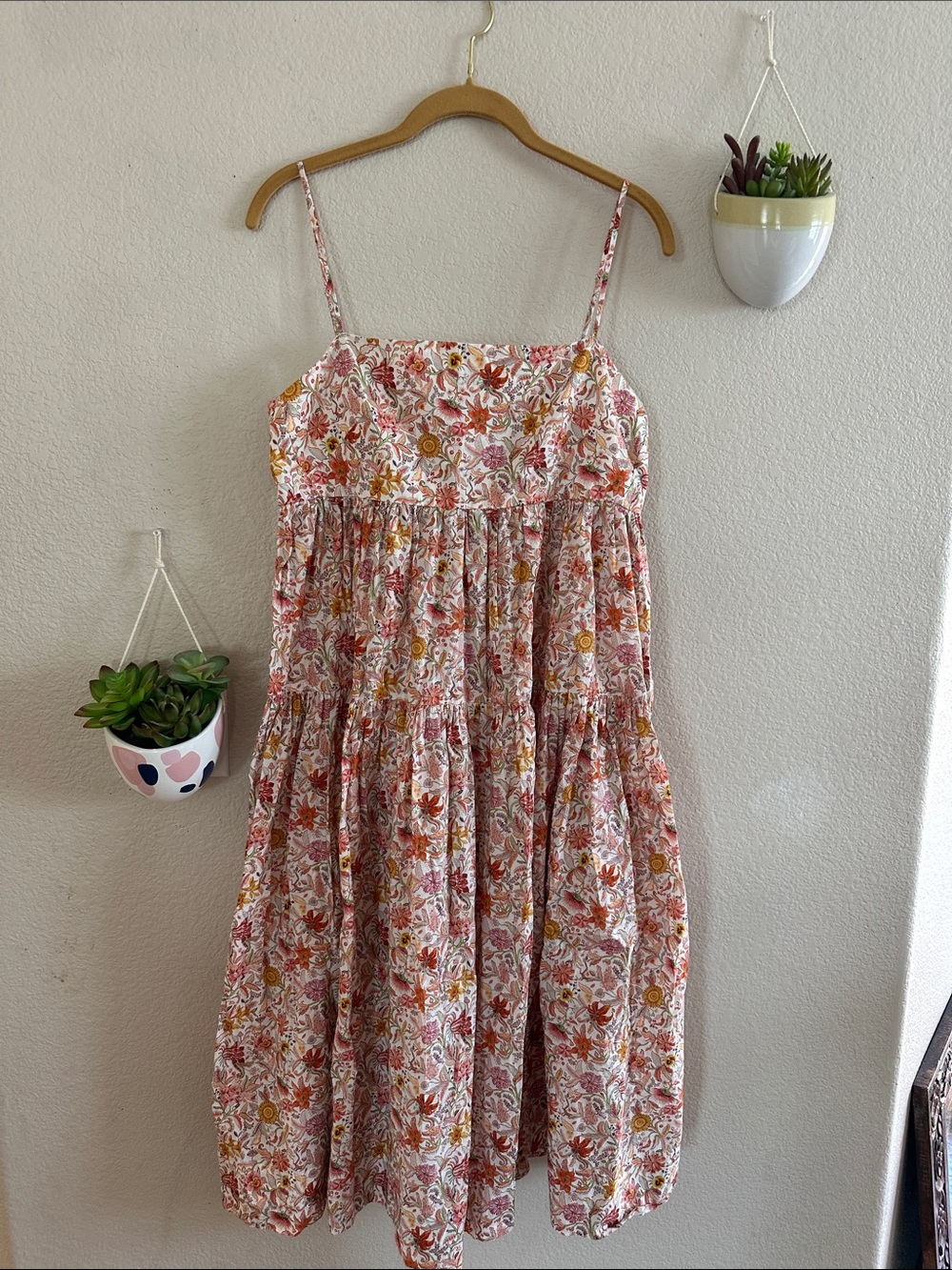 J. Crew Floral Babydoll Liberty Fabric Tie Back Open Tier Skirt Dress 10